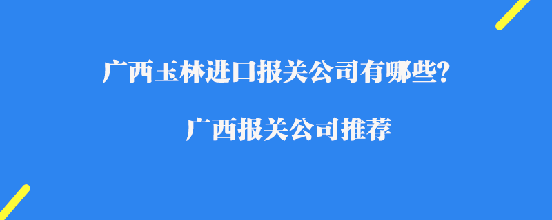 廣西玉林進口報關(guān)公司有哪些？廣西報關(guān)公司推薦